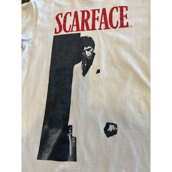Scarface Movie Tony Montana Vintage Retro 80s White T-Shirt Size S - Picture 3 of 8